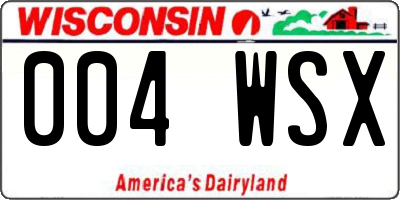 WI license plate 004WSX