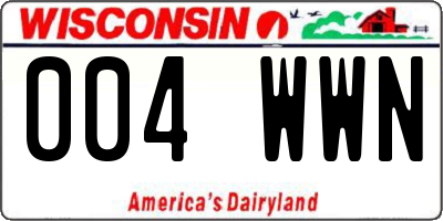 WI license plate 004WWN