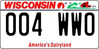 WI license plate 004WWO
