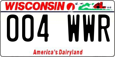WI license plate 004WWR