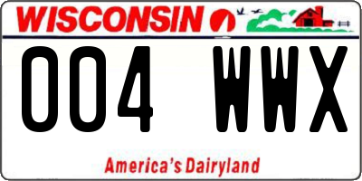 WI license plate 004WWX