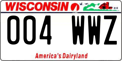 WI license plate 004WWZ