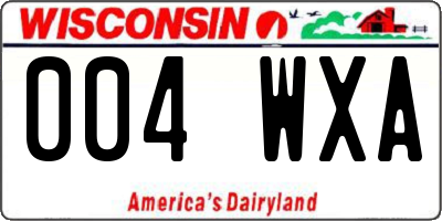 WI license plate 004WXA