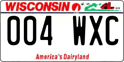WI license plate 004WXC