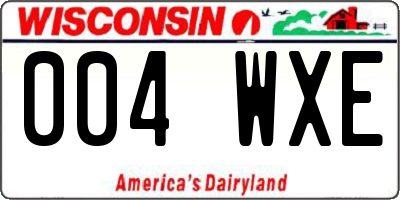 WI license plate 004WXE