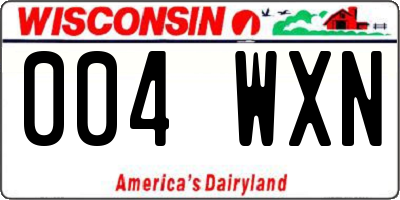 WI license plate 004WXN