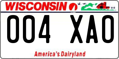 WI license plate 004XAO