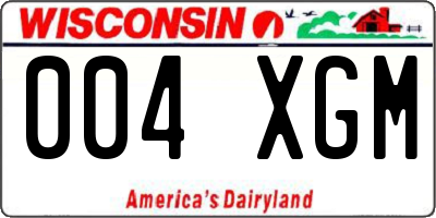 WI license plate 004XGM