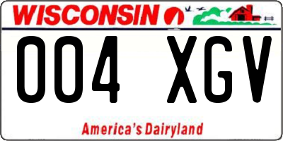 WI license plate 004XGV