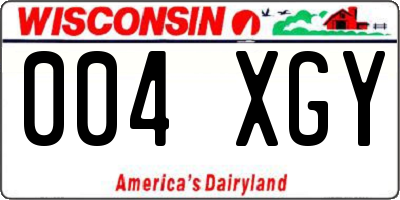 WI license plate 004XGY