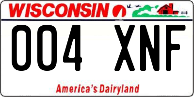 WI license plate 004XNF