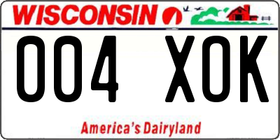 WI license plate 004XOK