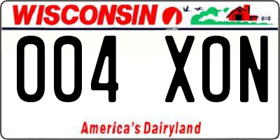 WI license plate 004XON