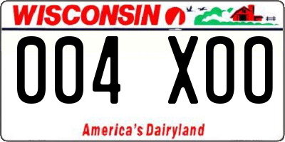 WI license plate 004XOO