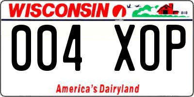 WI license plate 004XOP