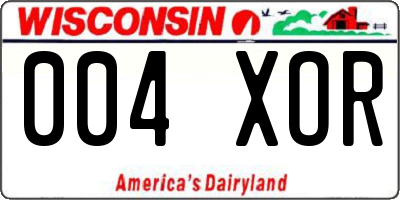 WI license plate 004XOR