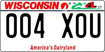 WI license plate 004XOU