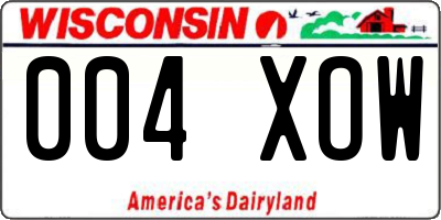 WI license plate 004XOW