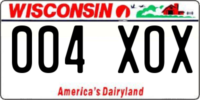 WI license plate 004XOX