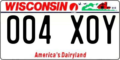 WI license plate 004XOY