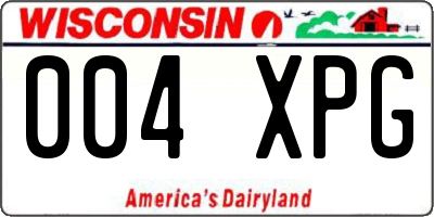WI license plate 004XPG
