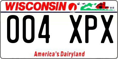 WI license plate 004XPX
