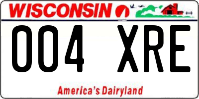 WI license plate 004XRE