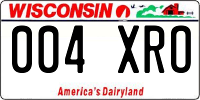 WI license plate 004XRO