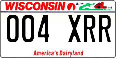 WI license plate 004XRR
