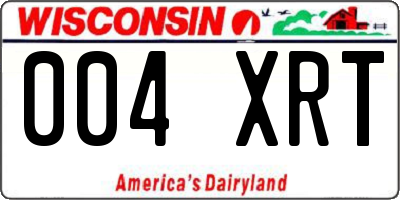 WI license plate 004XRT