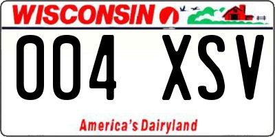 WI license plate 004XSV