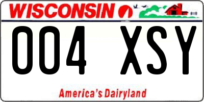 WI license plate 004XSY