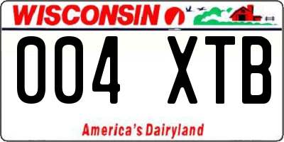 WI license plate 004XTB