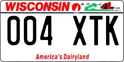 WI license plate 004XTK