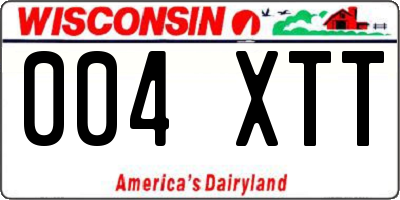 WI license plate 004XTT