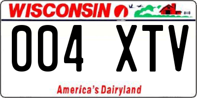 WI license plate 004XTV