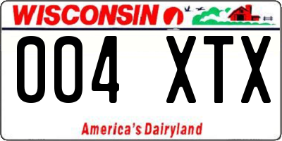 WI license plate 004XTX