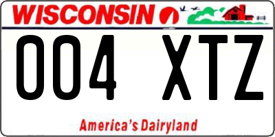 WI license plate 004XTZ