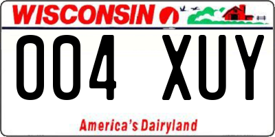 WI license plate 004XUY