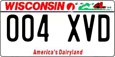 WI license plate 004XVD
