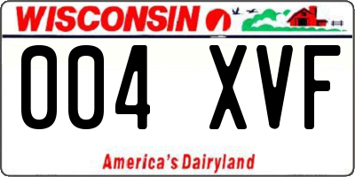 WI license plate 004XVF
