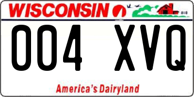 WI license plate 004XVQ