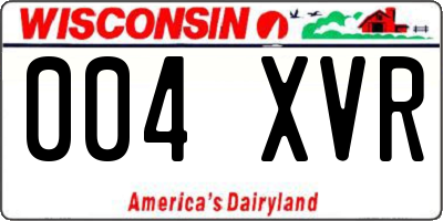WI license plate 004XVR