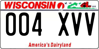 WI license plate 004XVV