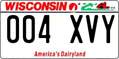 WI license plate 004XVY