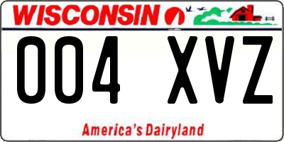 WI license plate 004XVZ