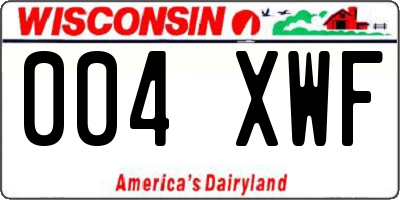 WI license plate 004XWF