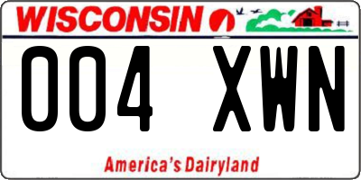 WI license plate 004XWN