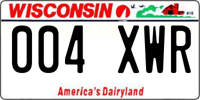 WI license plate 004XWR
