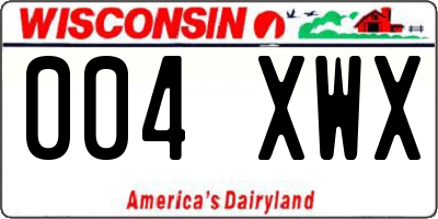 WI license plate 004XWX